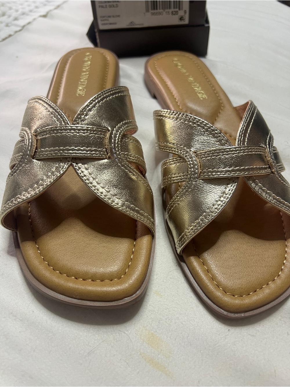 Comfort Slide Sandals in Metallic Gold - Women